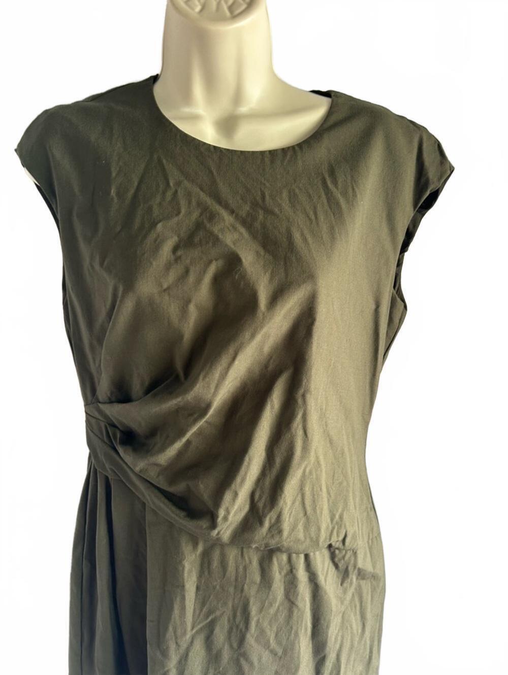 Lafayette 148 New York Wool Olive Green Cap-Sleeve Midi Dress | Size 6